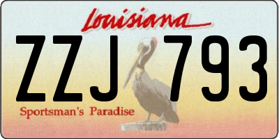 LA license plate ZZJ793