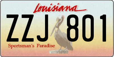 LA license plate ZZJ801