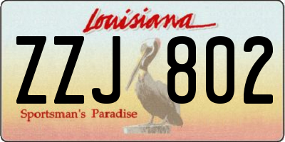 LA license plate ZZJ802