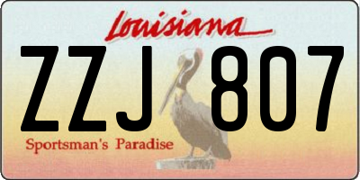 LA license plate ZZJ807