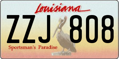 LA license plate ZZJ808