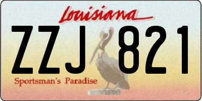 LA license plate ZZJ821