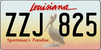 LA license plate ZZJ825