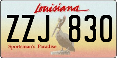 LA license plate ZZJ830