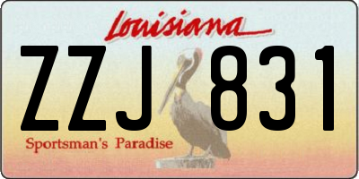 LA license plate ZZJ831