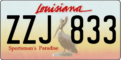 LA license plate ZZJ833