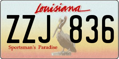 LA license plate ZZJ836