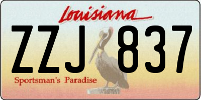 LA license plate ZZJ837