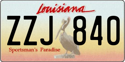 LA license plate ZZJ840