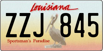 LA license plate ZZJ845