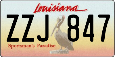 LA license plate ZZJ847