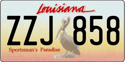 LA license plate ZZJ858