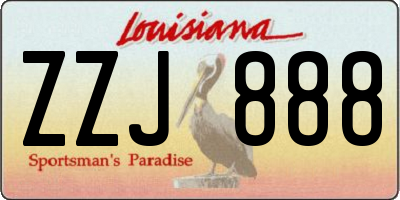 LA license plate ZZJ888