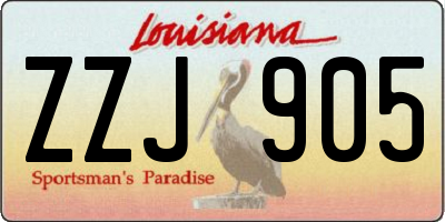 LA license plate ZZJ905