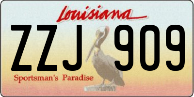 LA license plate ZZJ909