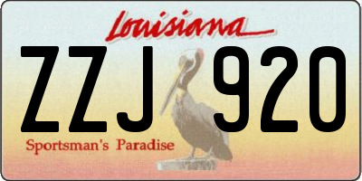 LA license plate ZZJ920