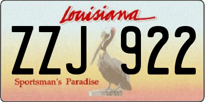 LA license plate ZZJ922