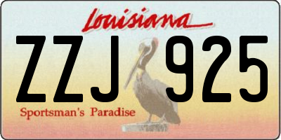 LA license plate ZZJ925