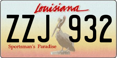 LA license plate ZZJ932