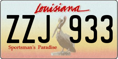 LA license plate ZZJ933