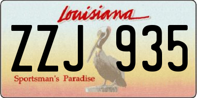LA license plate ZZJ935