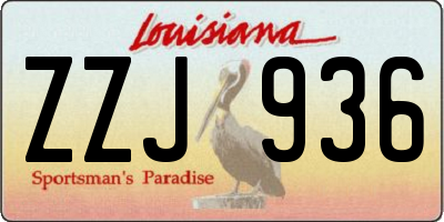 LA license plate ZZJ936