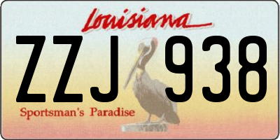 LA license plate ZZJ938