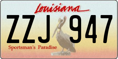 LA license plate ZZJ947