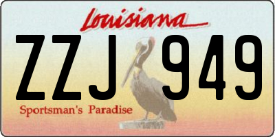 LA license plate ZZJ949