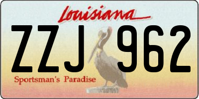 LA license plate ZZJ962