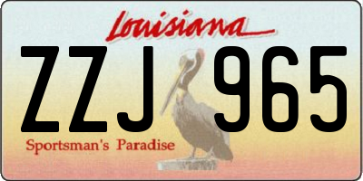 LA license plate ZZJ965