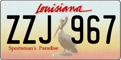 LA license plate ZZJ967