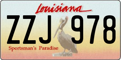 LA license plate ZZJ978