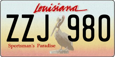 LA license plate ZZJ980