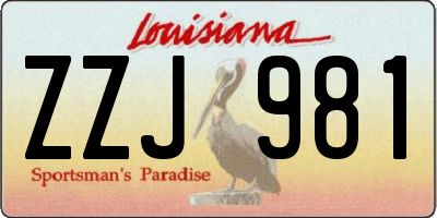 LA license plate ZZJ981