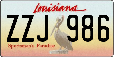 LA license plate ZZJ986