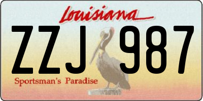 LA license plate ZZJ987