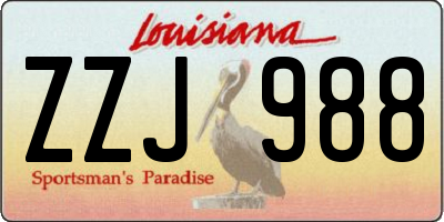 LA license plate ZZJ988