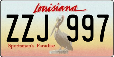 LA license plate ZZJ997