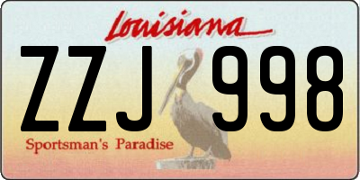 LA license plate ZZJ998