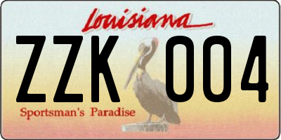 LA license plate ZZK004