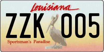 LA license plate ZZK005