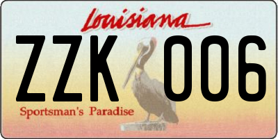 LA license plate ZZK006