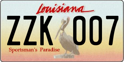 LA license plate ZZK007