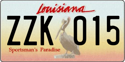 LA license plate ZZK015