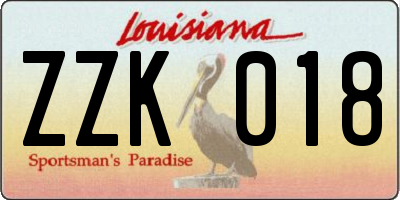 LA license plate ZZK018