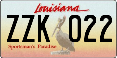 LA license plate ZZK022