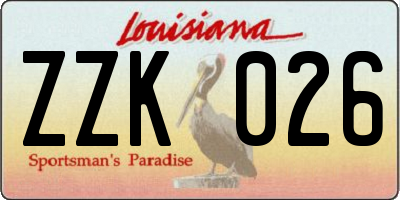 LA license plate ZZK026