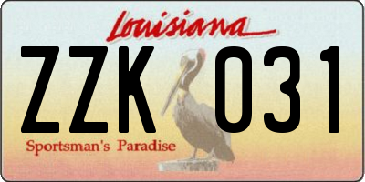 LA license plate ZZK031