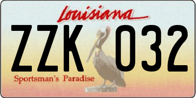 LA license plate ZZK032